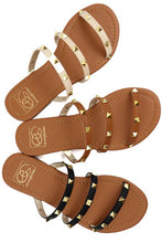 Load image into Gallery viewer, Three strap Studded Sandal
