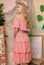 Load image into Gallery viewer, Off the Shoulder Three Layers Ruffle Dress
