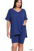 Load image into Gallery viewer, PLUS BRUSHED DTY MICROFIBER V-NECK TOP &amp; BIKER
