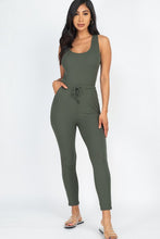 Load image into Gallery viewer, Ribbed Sleeveless Drawstring catsuits Jumpsuit
