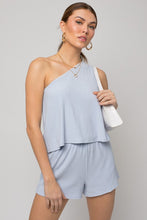 Load image into Gallery viewer, Sleeveless One Shoulder Layered Top Romper
