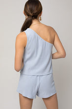 Load image into Gallery viewer, Sleeveless One Shoulder Layered Top Romper
