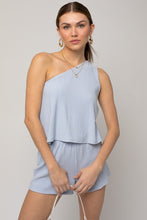 Load image into Gallery viewer, Sleeveless One Shoulder Layered Top Romper
