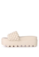 Load image into Gallery viewer, SUNDAE PLATFORM SLIDES WITH WOVEN TEXTURED STRAPS
