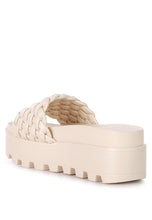 Load image into Gallery viewer, SUNDAE PLATFORM SLIDES WITH WOVEN TEXTURED STRAPS
