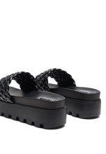 Load image into Gallery viewer, SUNDAE PLATFORM SLIDES WITH WOVEN TEXTURED STRAPS
