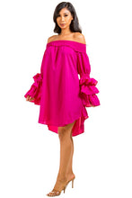 Load image into Gallery viewer, VIBRANT RUFFLED SLEEVE DRESS
