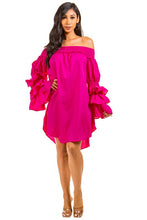 Load image into Gallery viewer, VIBRANT RUFFLED SLEEVE DRESS
