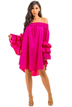 Load image into Gallery viewer, VIBRANT RUFFLED SLEEVE DRESS
