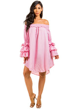 Load image into Gallery viewer, PINK RUFFLED SLEEVE DRESS
