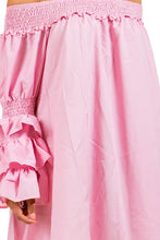 Load image into Gallery viewer, PINK RUFFLED SLEEVE DRESS
