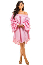 Load image into Gallery viewer, PINK RUFFLED SLEEVE DRESS
