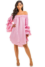 Load image into Gallery viewer, PINK RUFFLED SLEEVE DRESS
