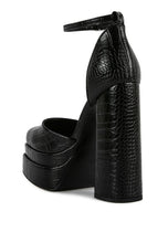 Load image into Gallery viewer, Tempt Me Croc Textured High Heeled Block Sandals
