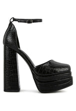 Load image into Gallery viewer, Tempt Me Croc Textured High Heeled Block Sandals
