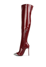 Load image into Gallery viewer, Chimes High Heel Patent Long Boots
