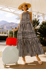 Load image into Gallery viewer, Sleeveless Stripe Maxi Tiered Dress
