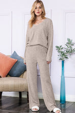 Load image into Gallery viewer, Slouchy Beige ribbed knit loungewear set
