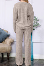 Load image into Gallery viewer, Slouchy Beige ribbed knit loungewear set
