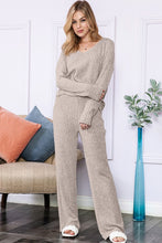 Load image into Gallery viewer, Slouchy Beige ribbed knit loungewear set
