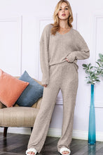 Load image into Gallery viewer, Slouchy Beige ribbed knit loungewear set
