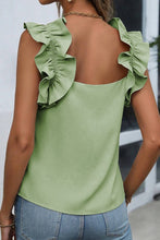 Load image into Gallery viewer, Solid Ruffle Trim Sleeveless Blouse
