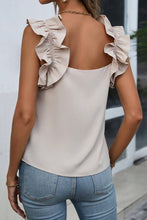 Load image into Gallery viewer, Solid Ruffle Trim Sleeveless Blouse
