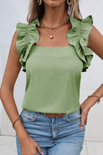 Load image into Gallery viewer, Solid Ruffle Trim Sleeveless Blouse
