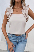 Load image into Gallery viewer, Solid Ruffle Trim Sleeveless Blouse
