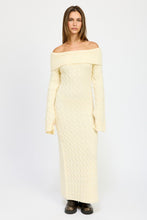 Load image into Gallery viewer, OFF SHOULDER MAXI CABLE DRESS
