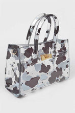 Load image into Gallery viewer, Cleared Cow Print Convertible Bag
