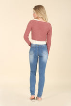 Load image into Gallery viewer, Dark wash distressed skinny jeans
