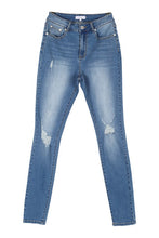 Load image into Gallery viewer, Dark wash distressed skinny jeans
